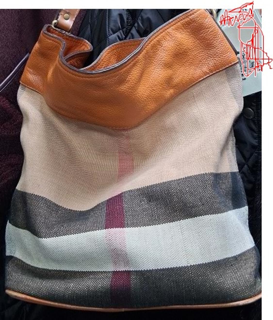 버버리 애쉬비 체크호보백 소가죽배색 큰사이즈 상품이미지3