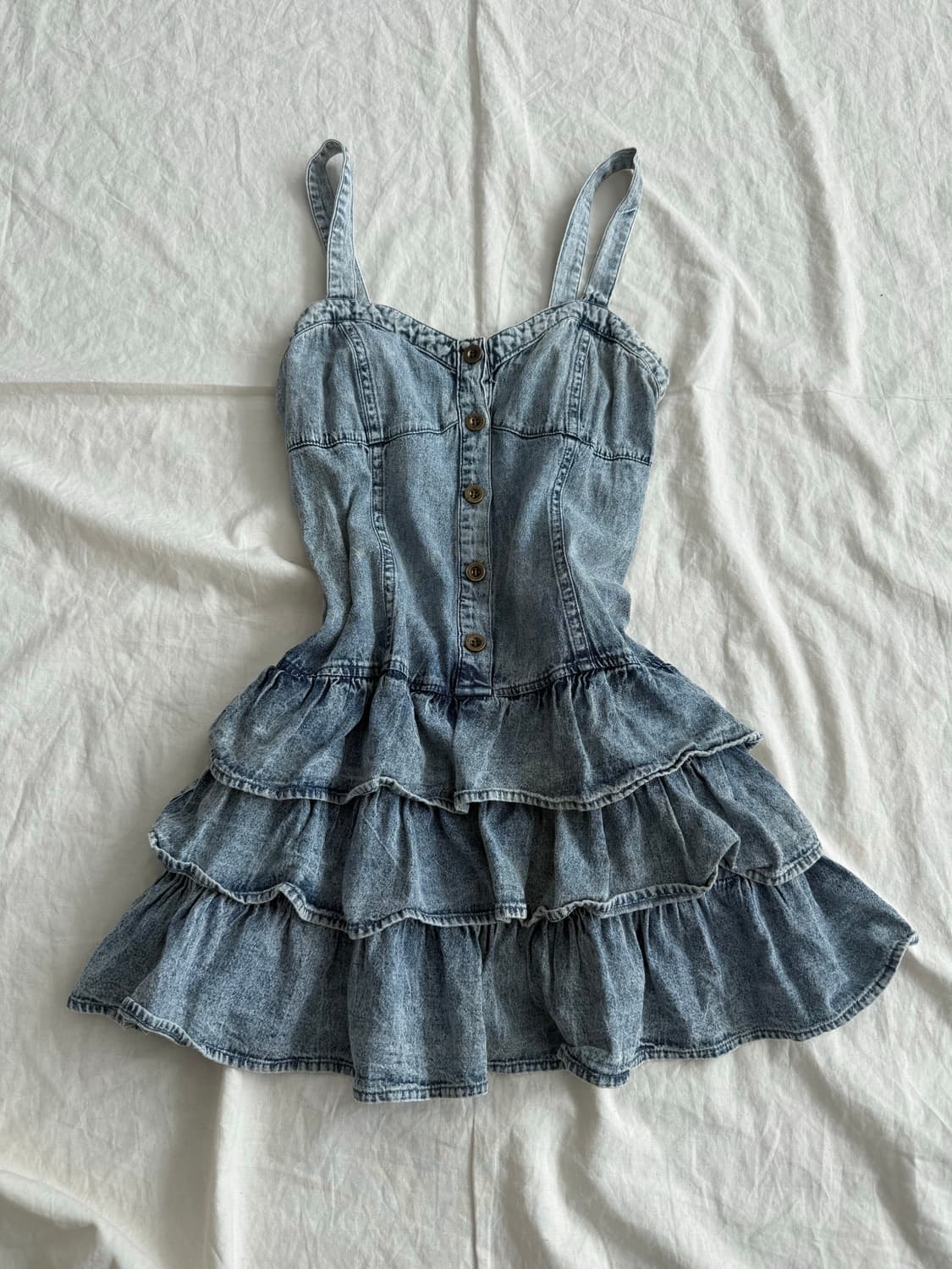 키치 데님 캉캉 미니 원피스 상품이미지1