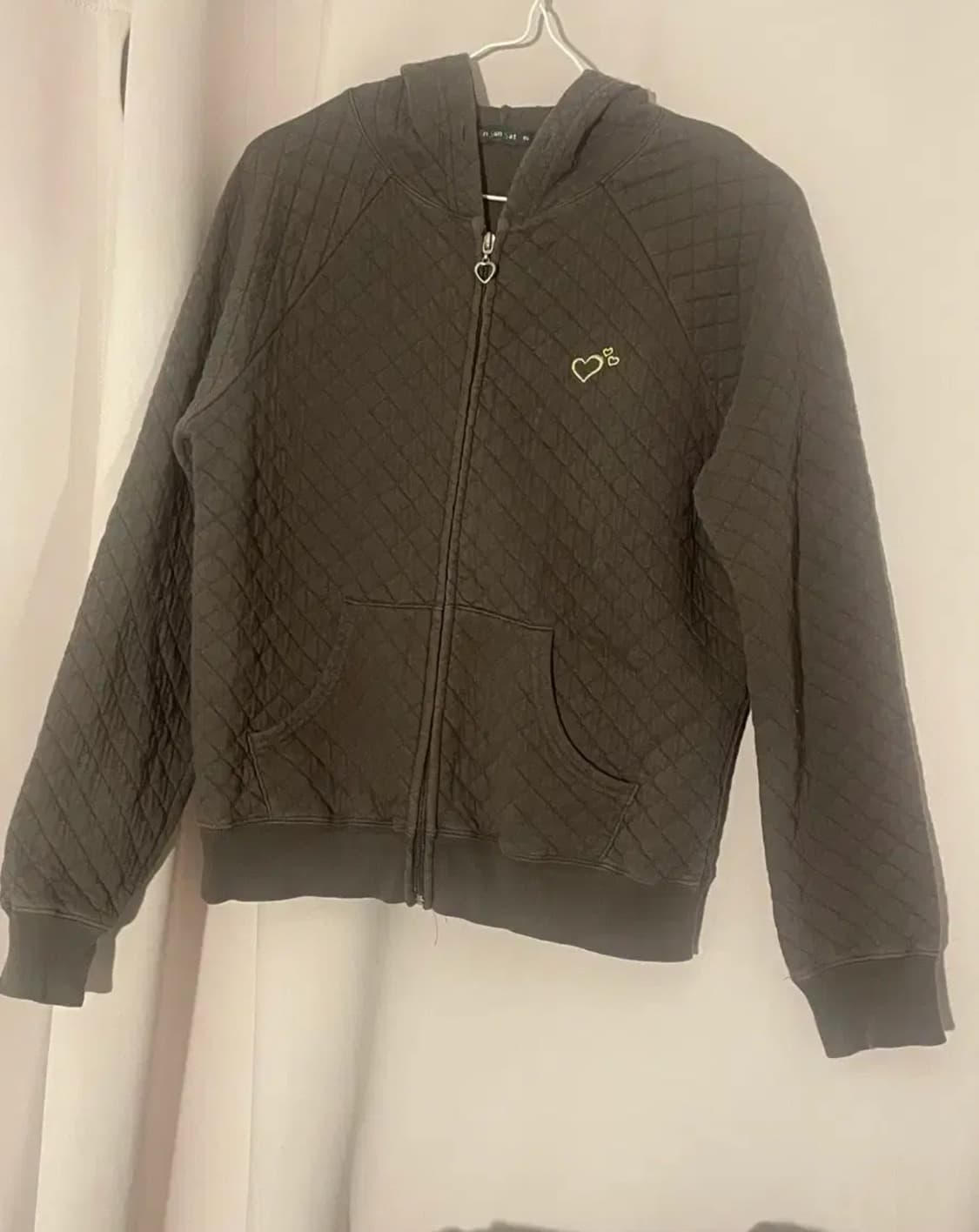 빈티지 브라운 하트자수 후드집업 상품이미지1
