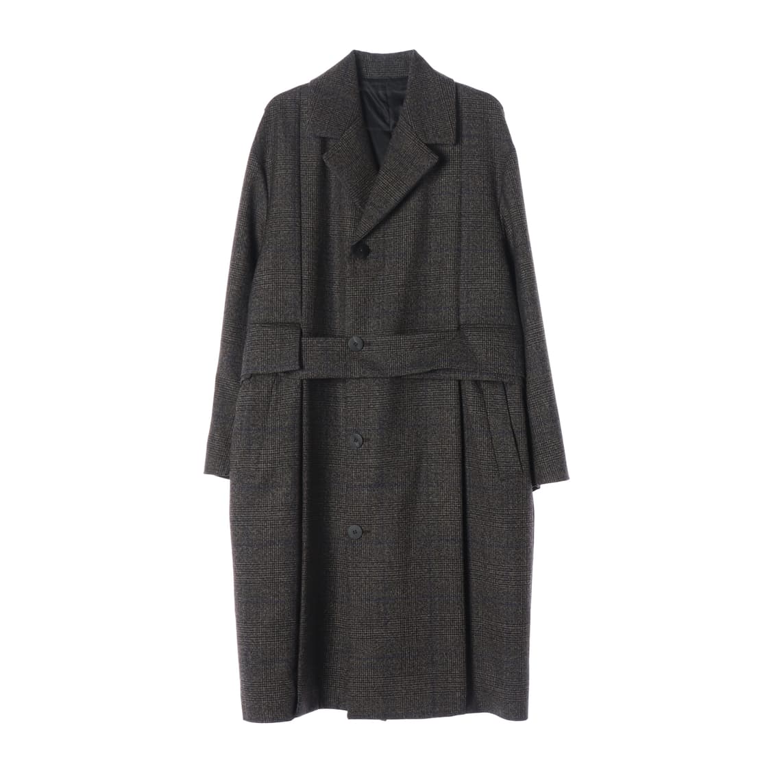 우영미 21FW 울 100% 커프스 메인 체크 턴업 더블 코트 상품이미지1