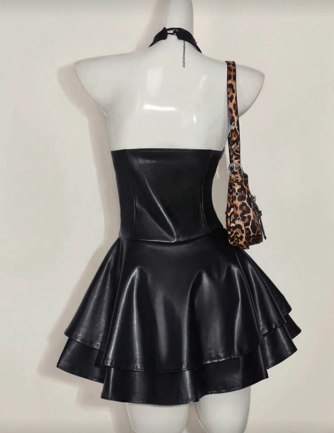 새상품 갸루 블랙 가죽 코르셋 미니 원피스 상품이미지2