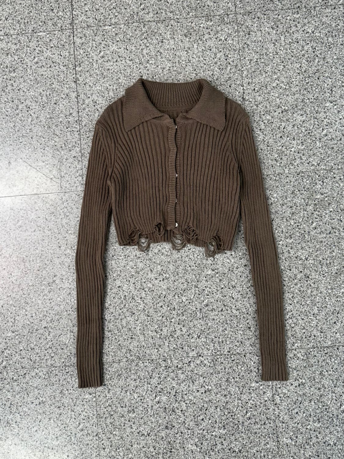 vintage cropped ribbed cardigan 상품이미지1