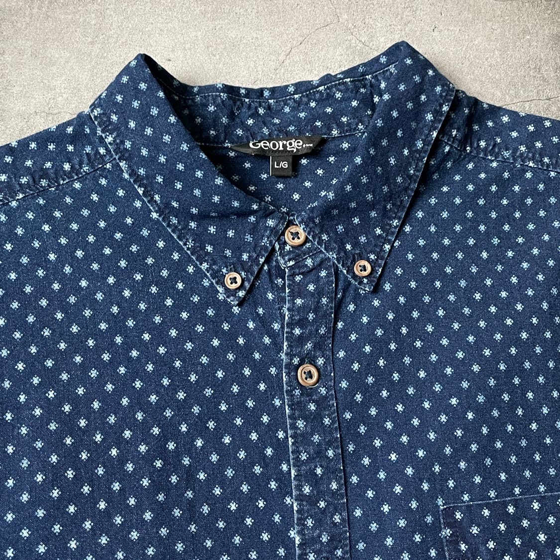 GEORGE 조지 빈티지 네이비 코튼 데님 반팔 셔츠 A00790 상품이미지2