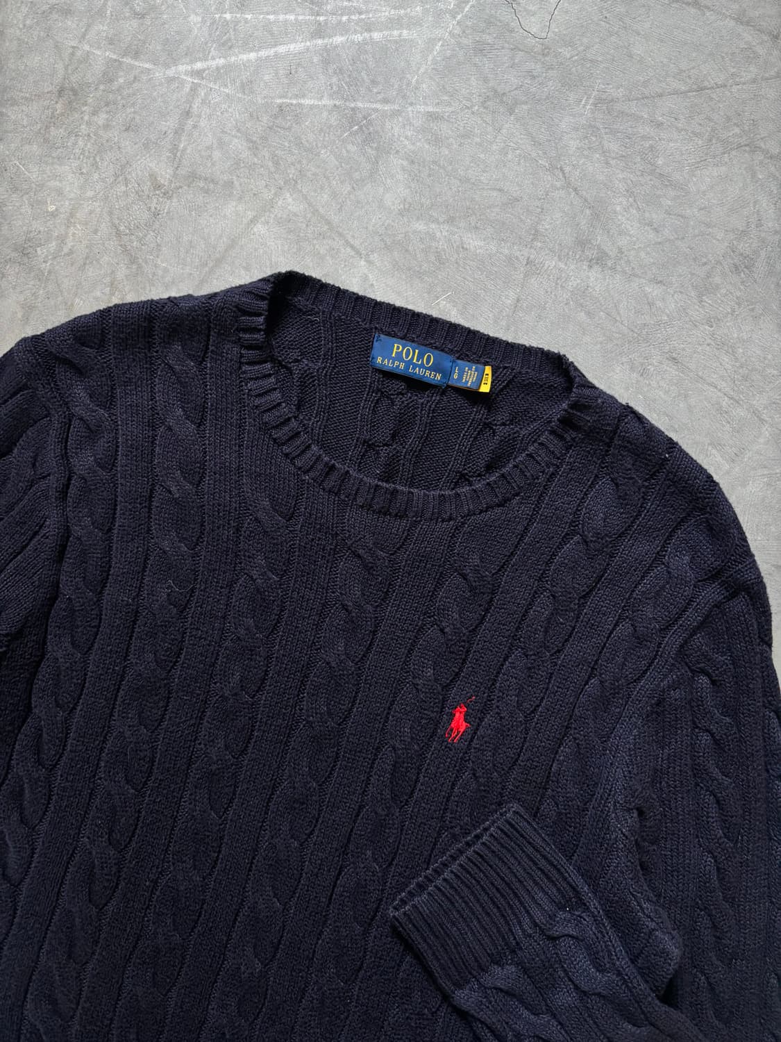 Polo 폴로 랄프로렌 신형라벨 네이비 컬러 케이블 코튼 니트 상품이미지6
