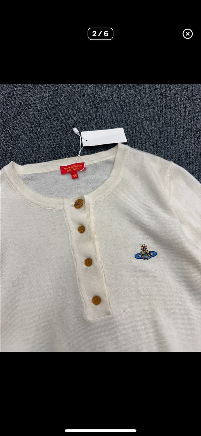 XS) 비비안웨스트우드 헨리넥 니트 반팔티 상품이미지3