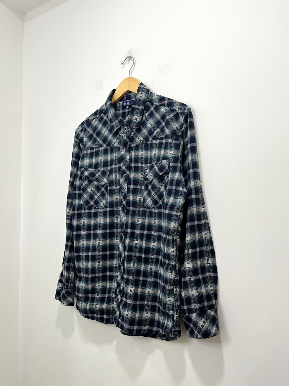일본 빈티지 패턴 포켓 체크셔츠 상품이미지2