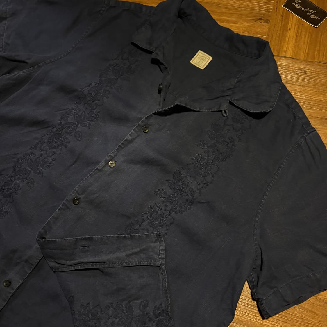 Japanese Deep Blue linen guayabera shirt 상품이미지3
