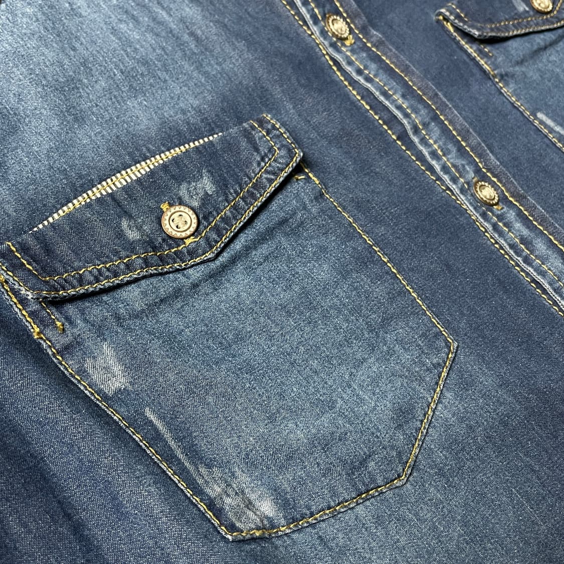 BURNS 빈티지 플랩포켓 코튼 데님 셔츠 A00566 상품이미지4