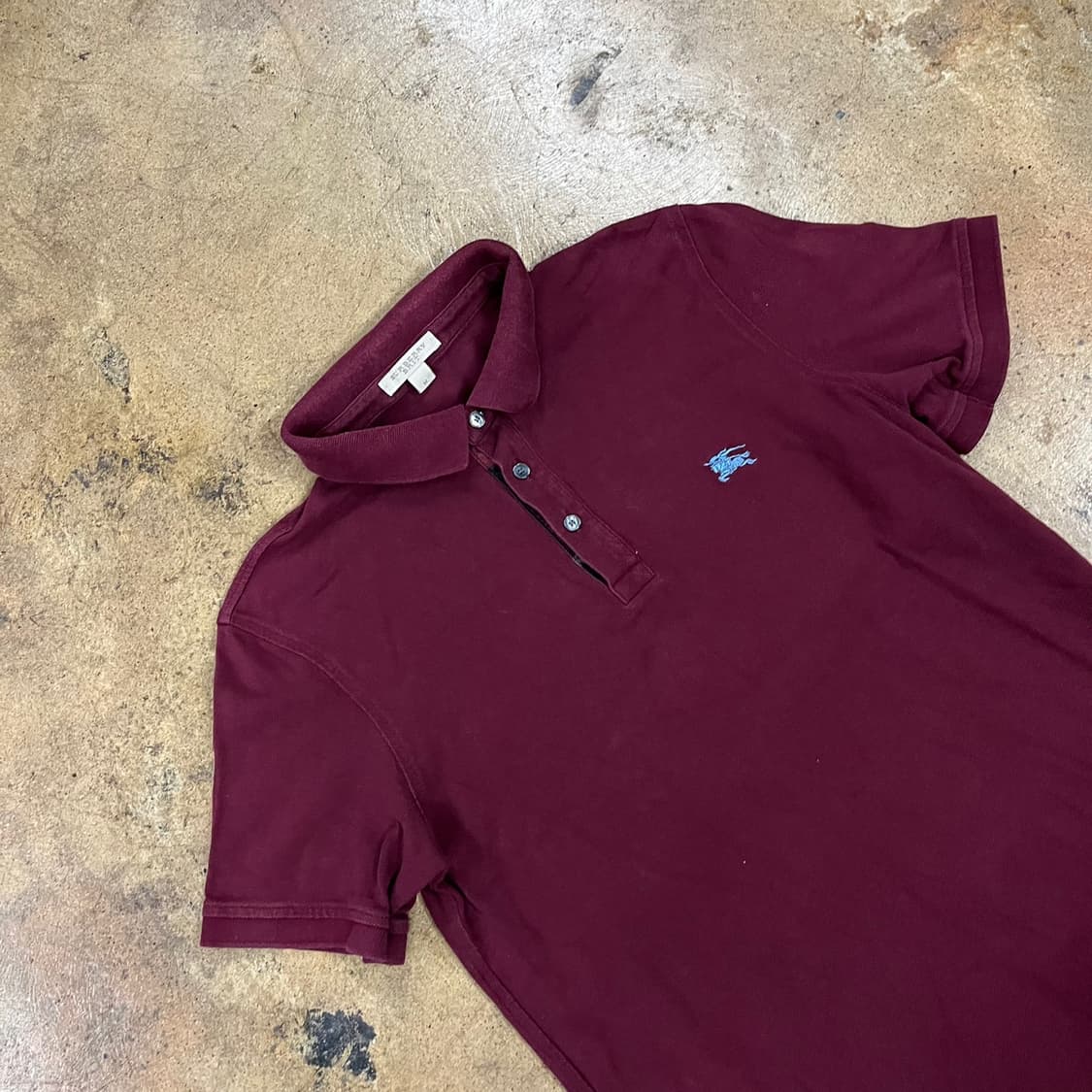 [정품/M] 버버리 반팔 카라티 버건디 b8 상품이미지1