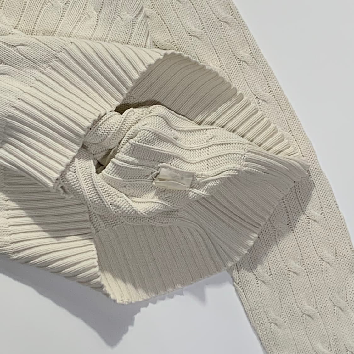 폴로 화이트 코튼 케이블 니트 상품이미지5