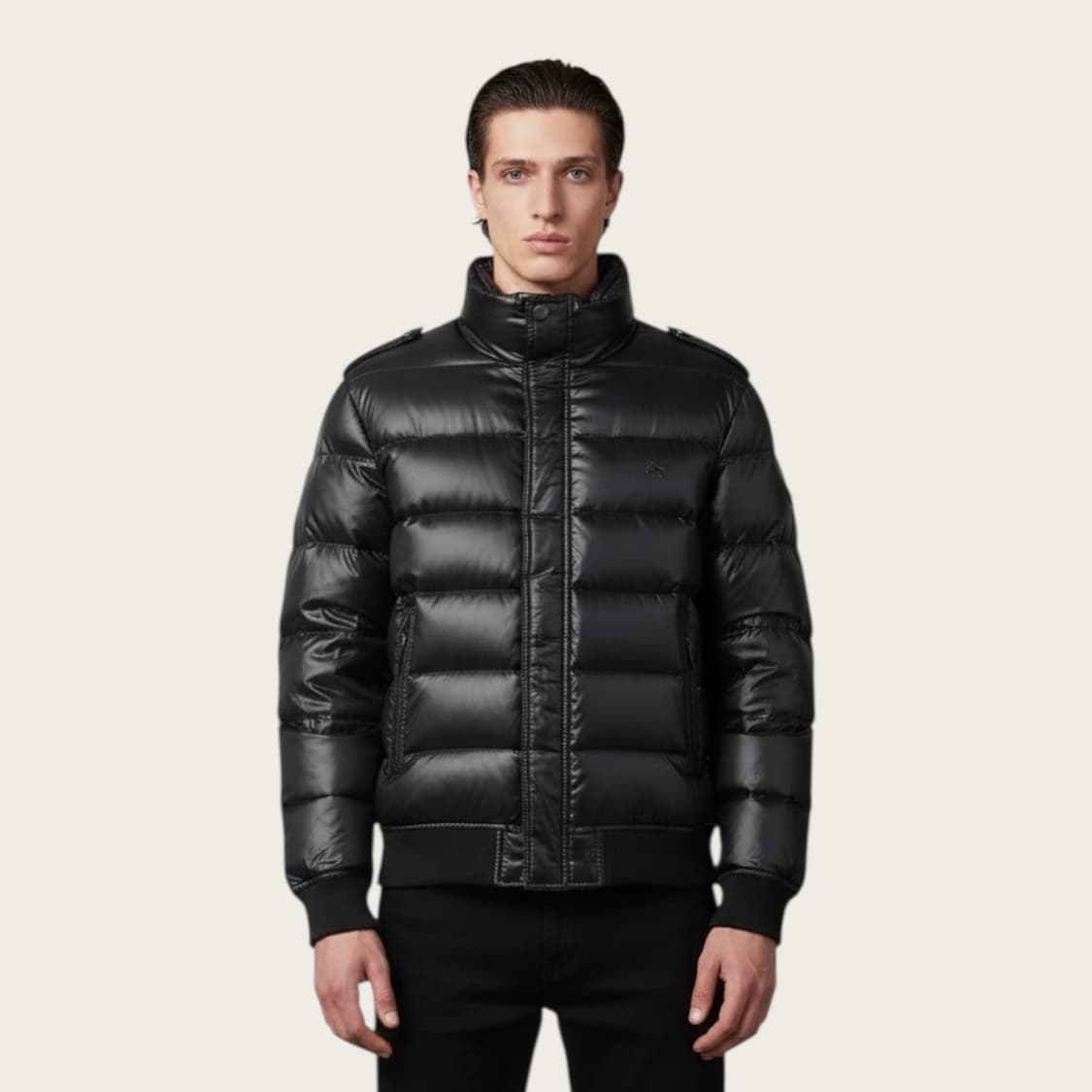 L/ 버버리 블랙라벨 로고 나일론 구스패딩 상품이미지1