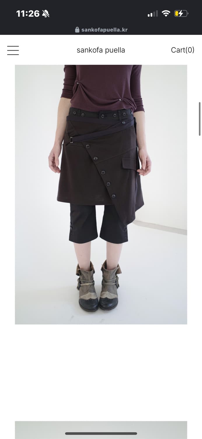 Layered button wrap skirt (Dark brown) 상품이미지1