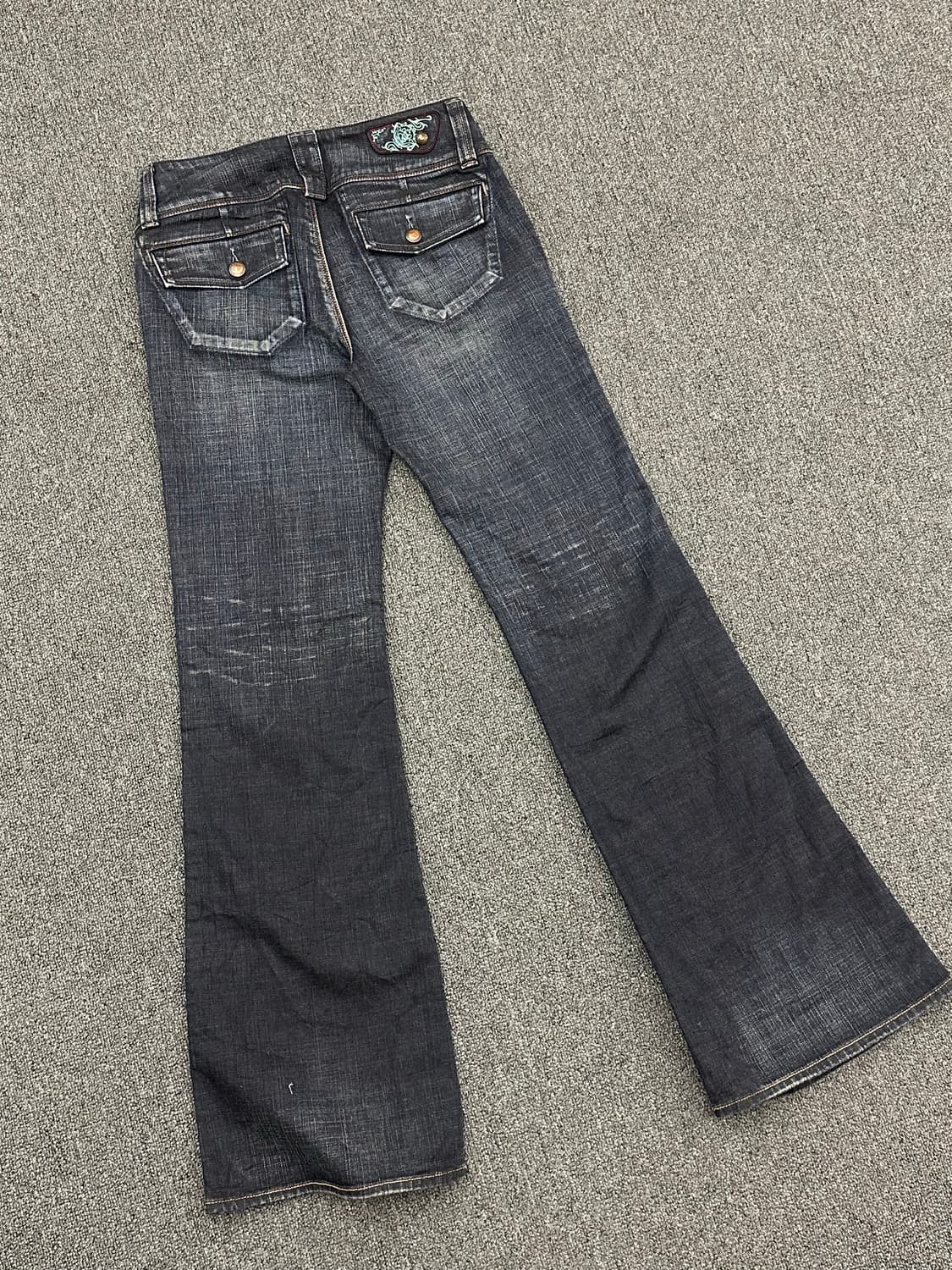 L)BRAPPERS 빈티지 여성 로우라이즈 흑청 플레어진 상품이미지4