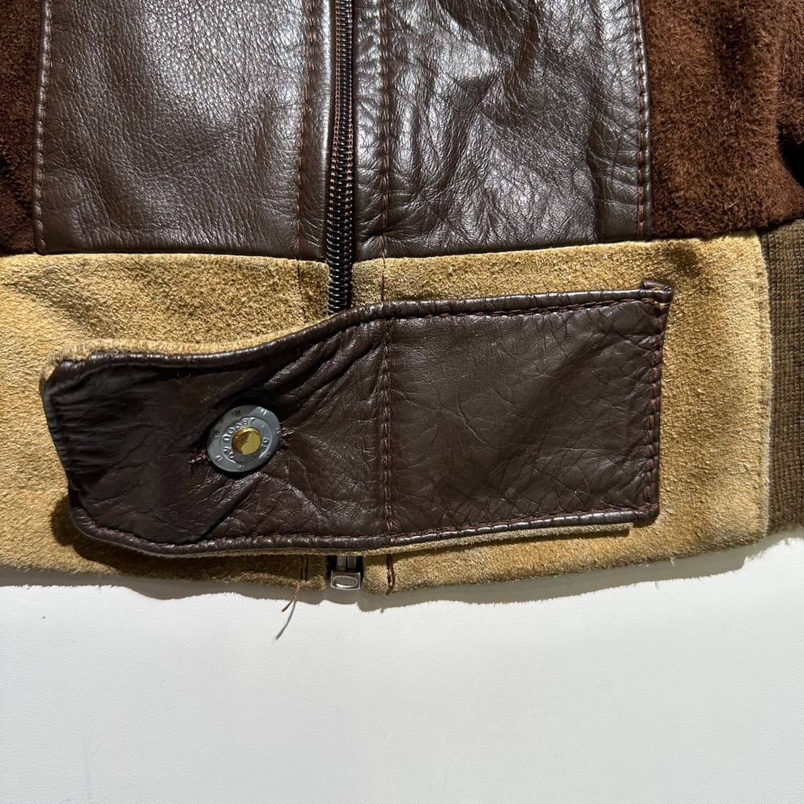 Pelle Cuir 스웨이드 배색 레더 블루종 봄버 상품이미지6