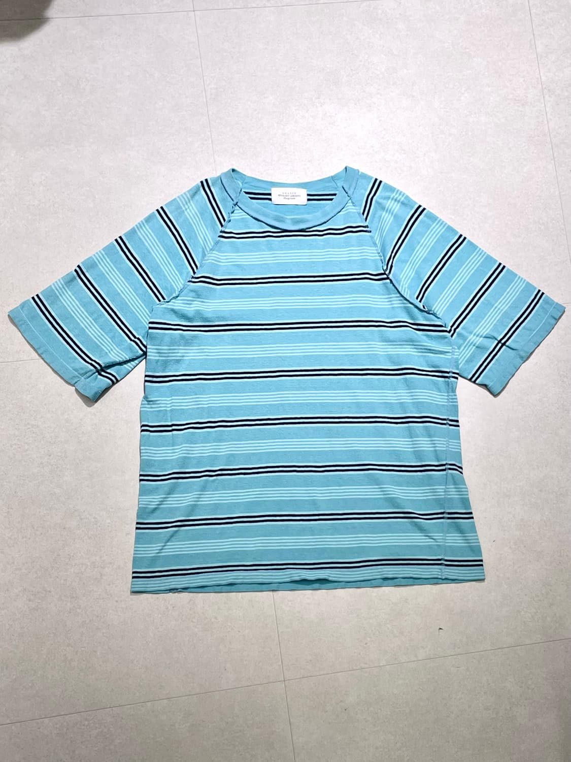 UNUSED 22SS 리버스 보더 래글런 스트라이프 티셔츠 상품이미지1