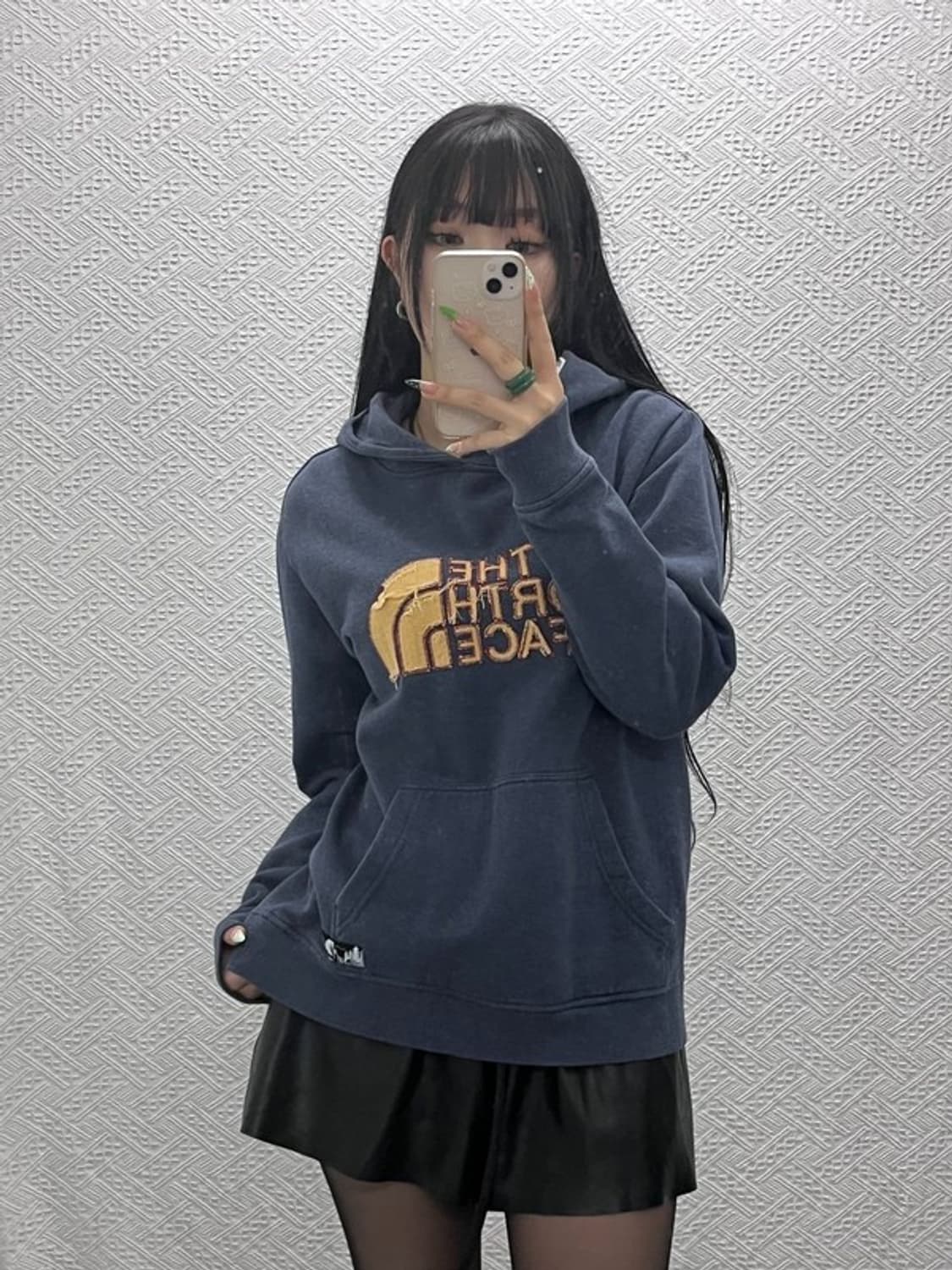 노스페이스 올드스쿨 그런지 딥블루 기모 후드티 100 C09225 상품이미지2