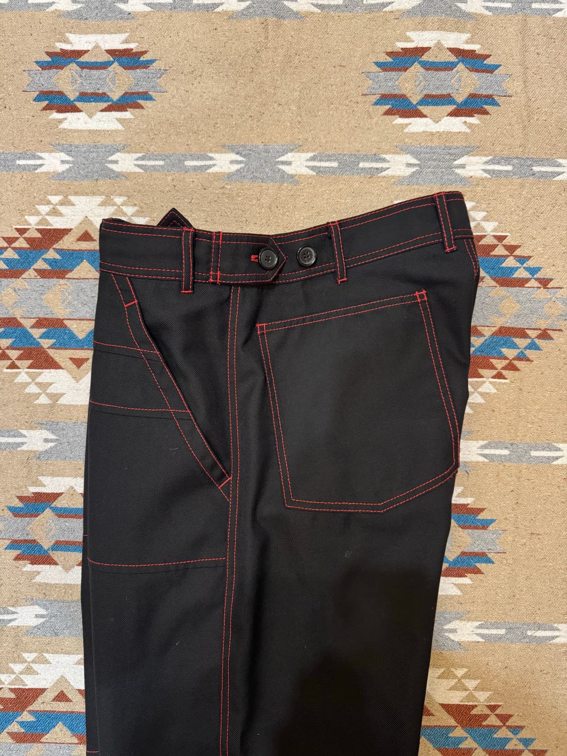 [S][32] 꼼데가르송 셔츠 레드 스티치 팬츠 블랙  상품이미지5