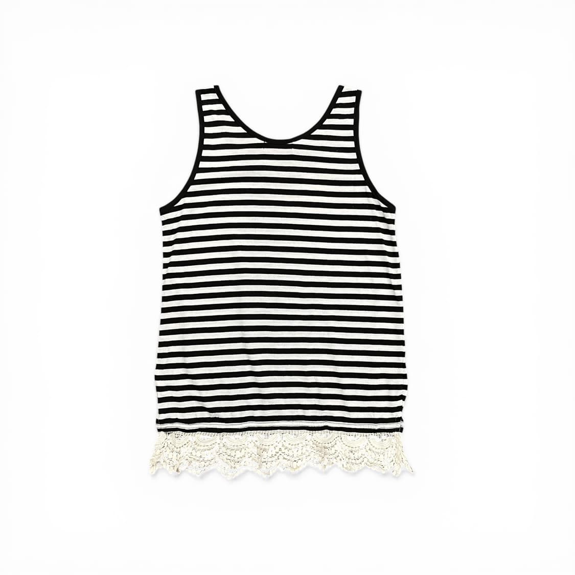 Cotton Stripe Lace Sleeveless Top 상품이미지2