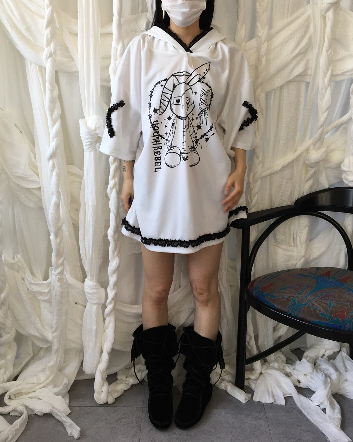 Rabbit ear hood printing hood 상품이미지9