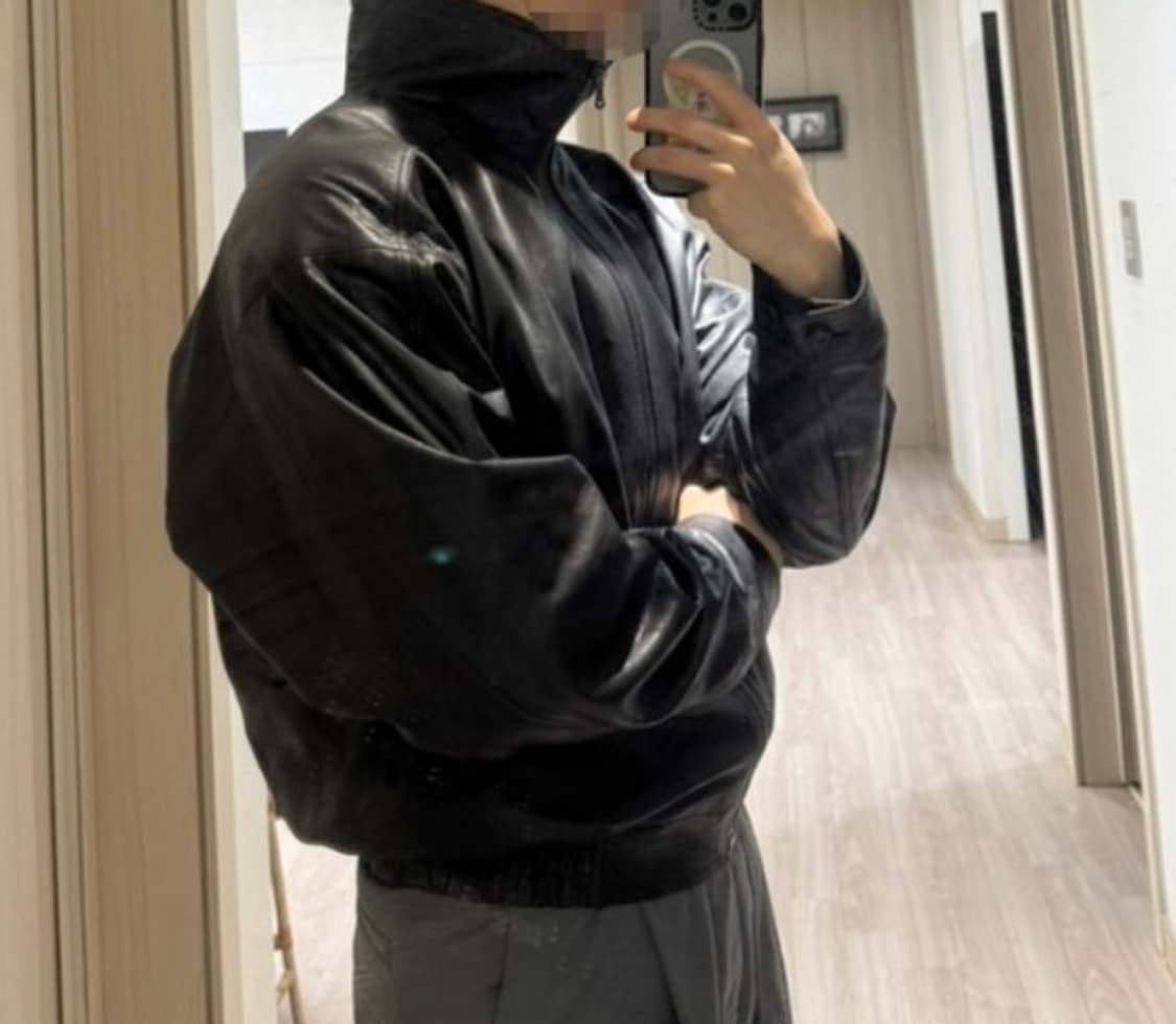 렉토 빈티지 크랙 이펙트 하이넥 레더 가죽 점퍼 L 로 XL 교환 구함 상품이미지6