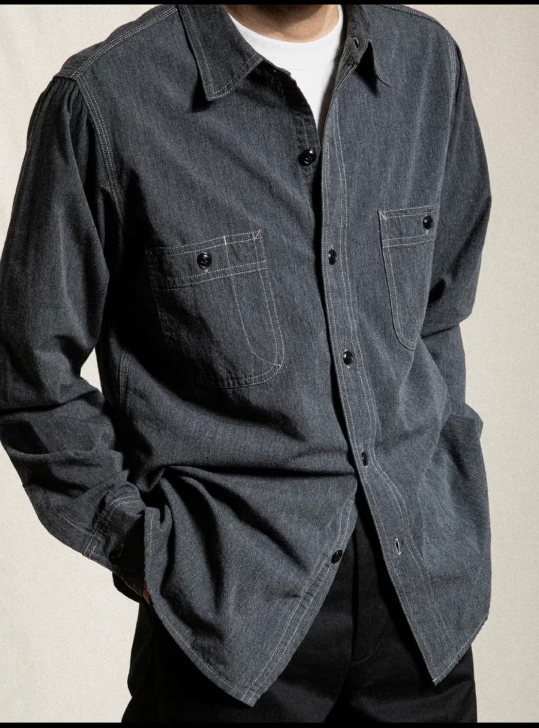 밀리토라 lot. 206 샴브레이 셔츠 그레이 14 1/2 상품이미지3