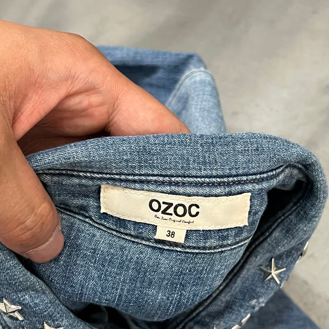 ozoc 스터드 카라 데님 셔츠 y18241 상품이미지6