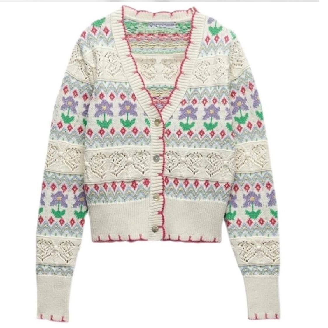 자라 꽃무늬자수가디건 상품이미지1