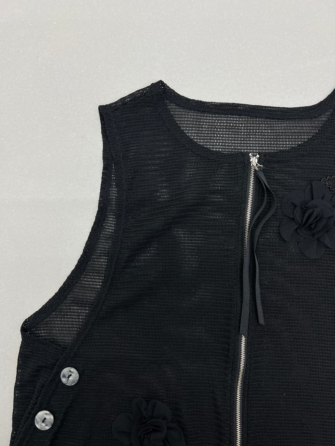 디테일 매쉬 집업 베스트 상품이미지2