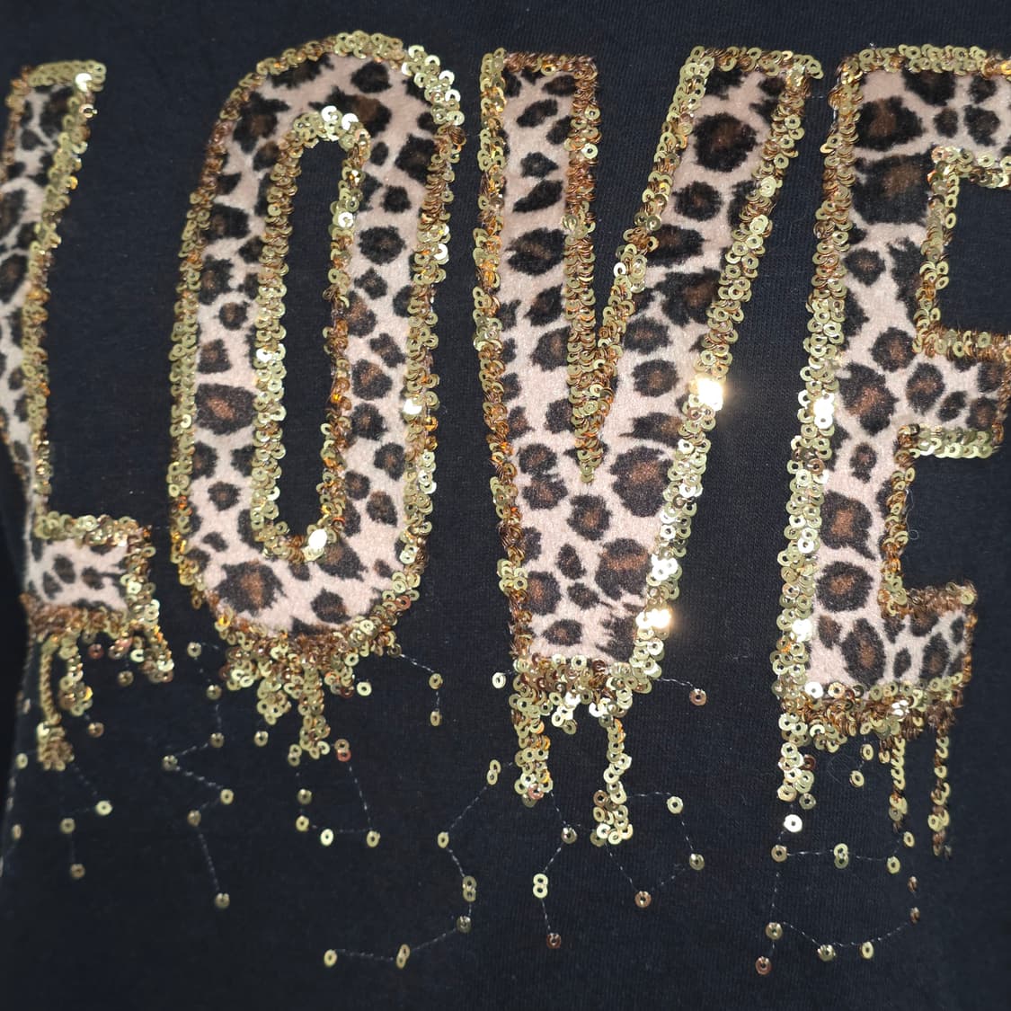 빈티지 LOVE 빅로고 호피레오파드 골드스팽클 오네갸루 맨투맨 상품이미지2