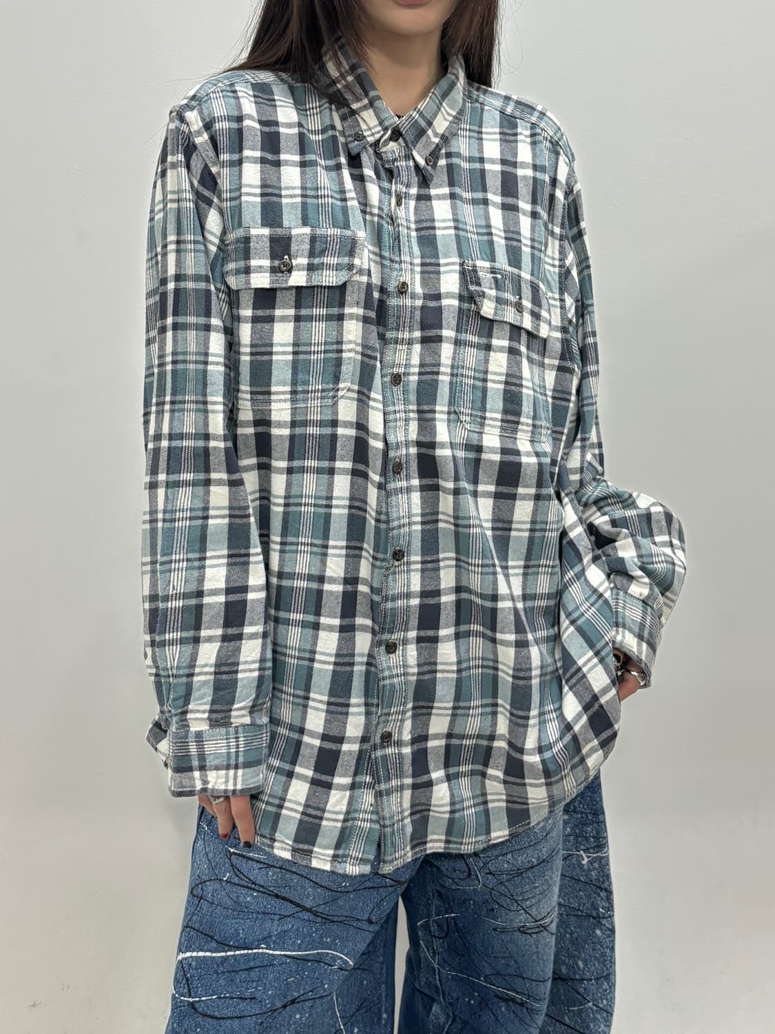 90s 민트플란넬셔츠 투엑라 상품이미지1