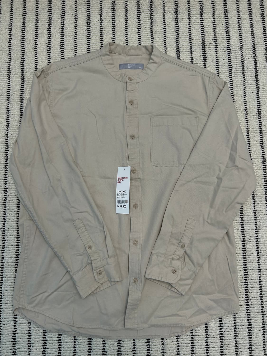 에잇세컨즈 코튼 베이지 차이나카라 셔츠 상품이미지1