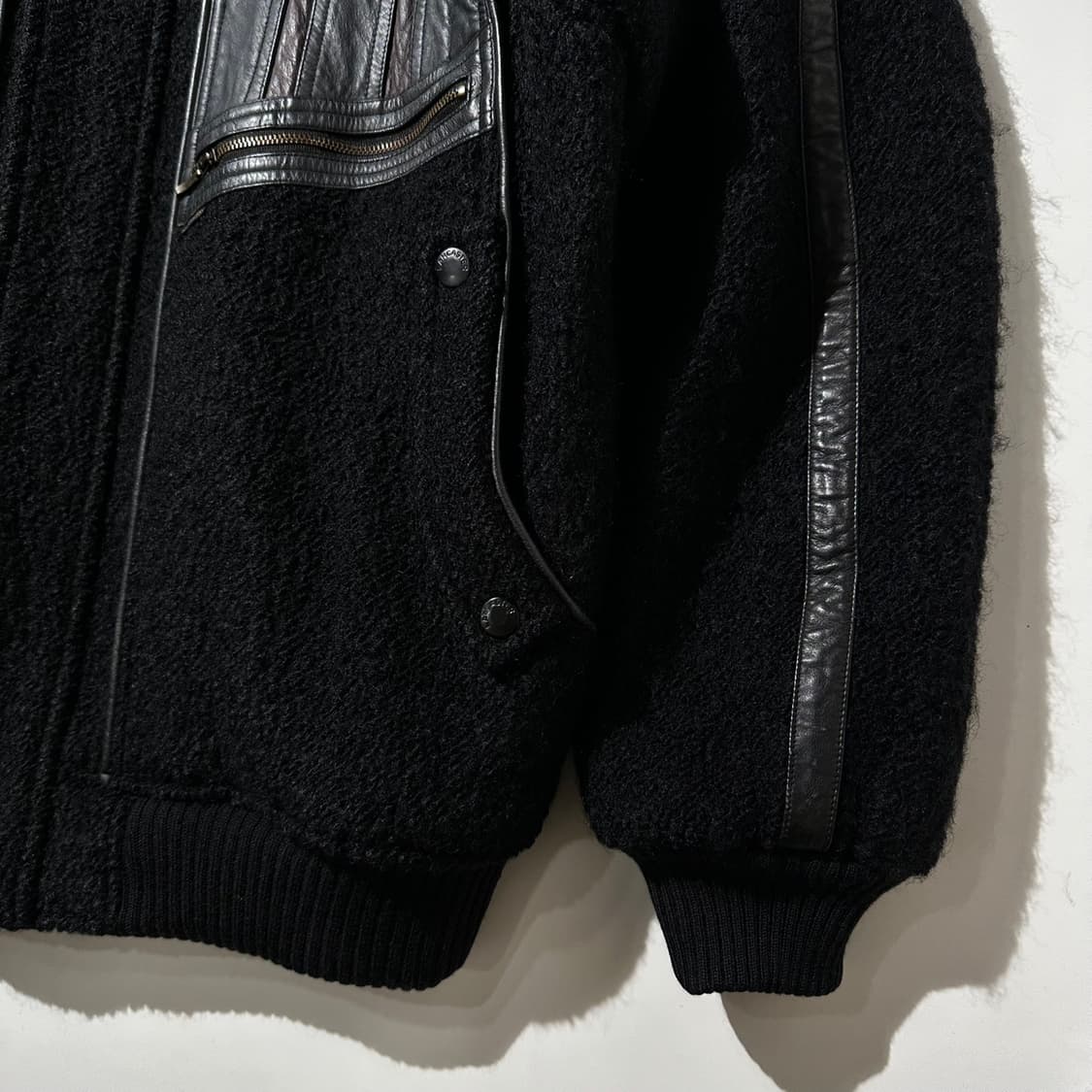 랑카스터 울 카우레더 배색 봄버 자켓 상품이미지8