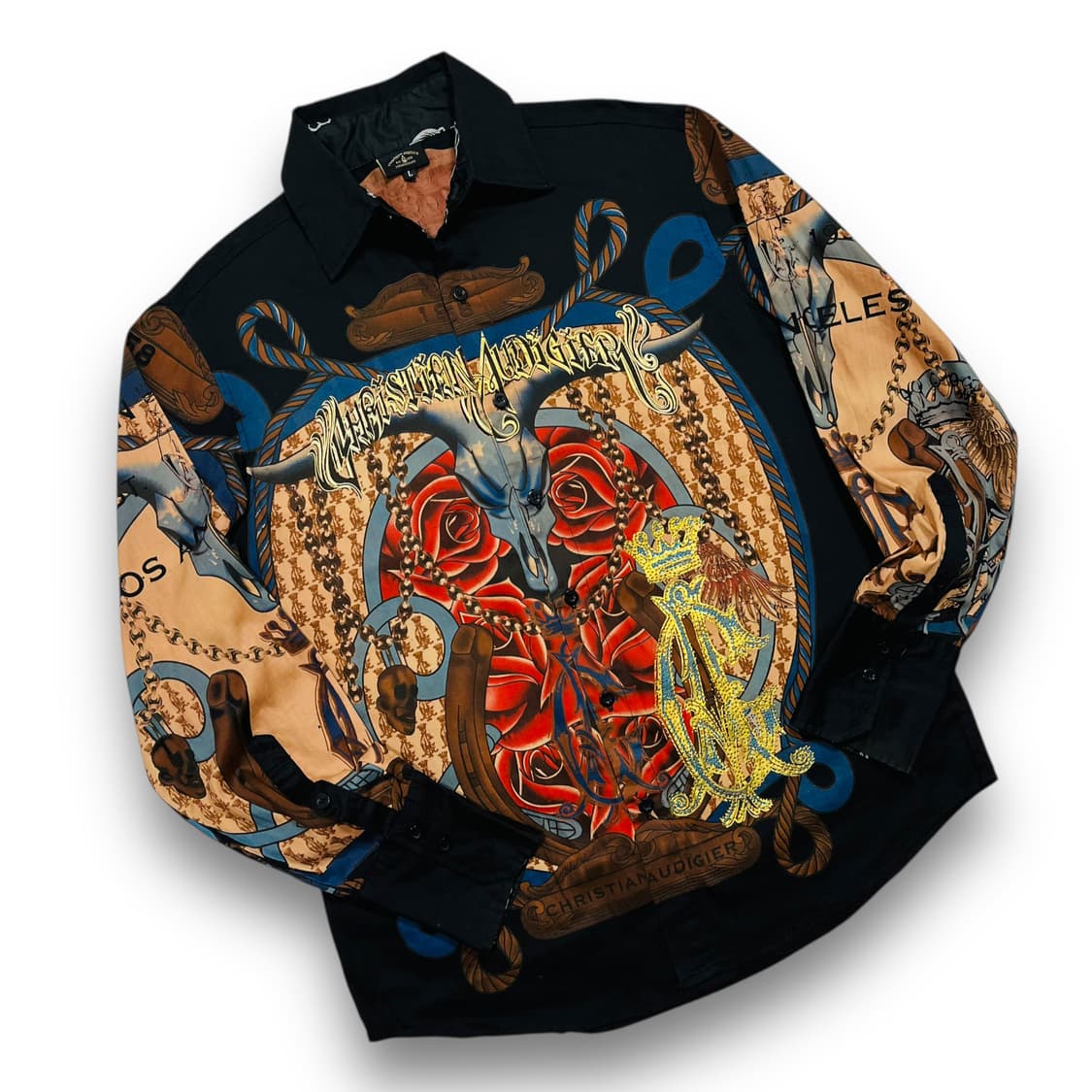 웨스턴 크리스찬 오디저 아메리칸 로즈 타투 긴팔 셔츠 상품이미지1