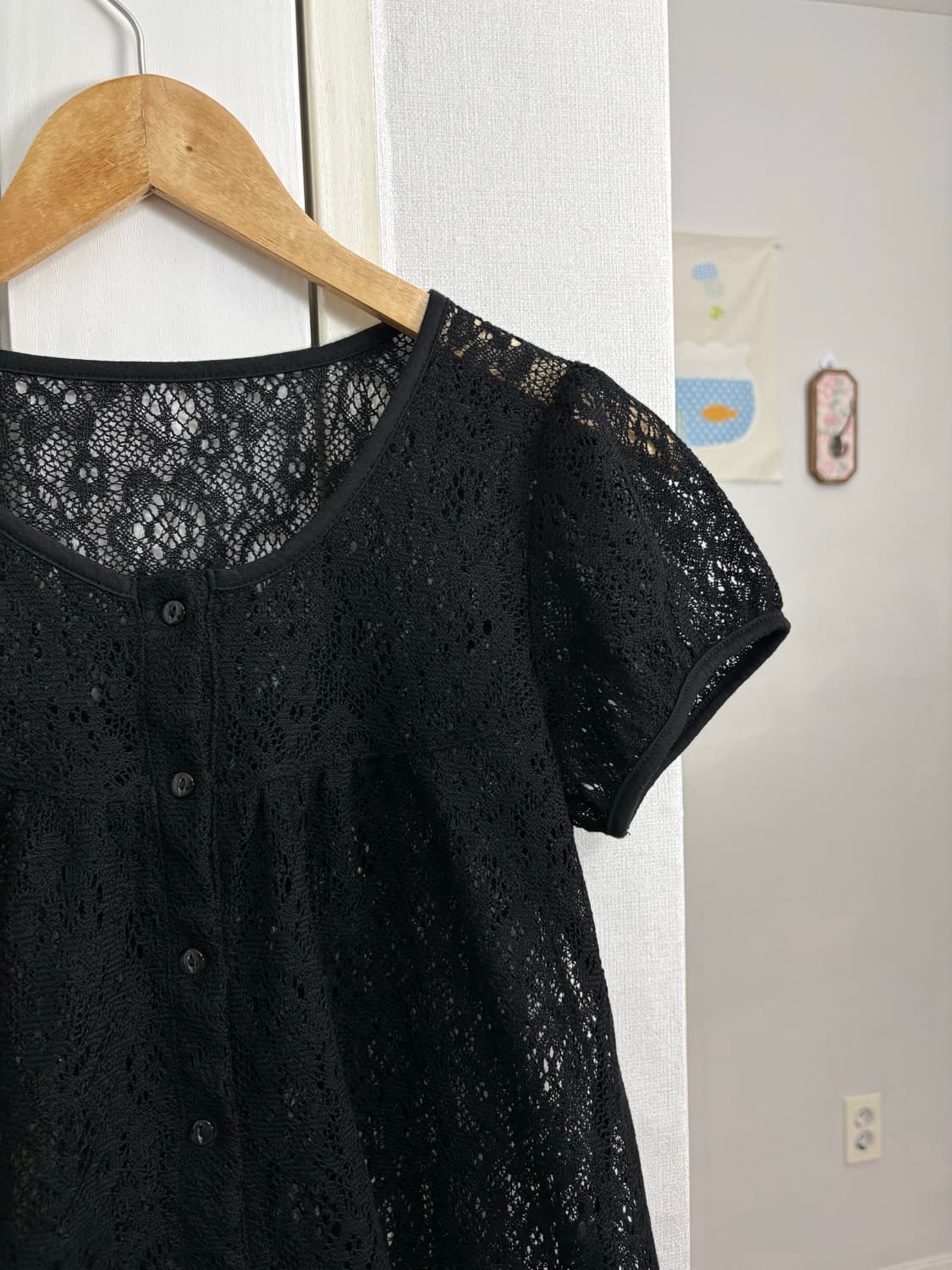 블랙 레이스 니트 가디건 상품이미지3
