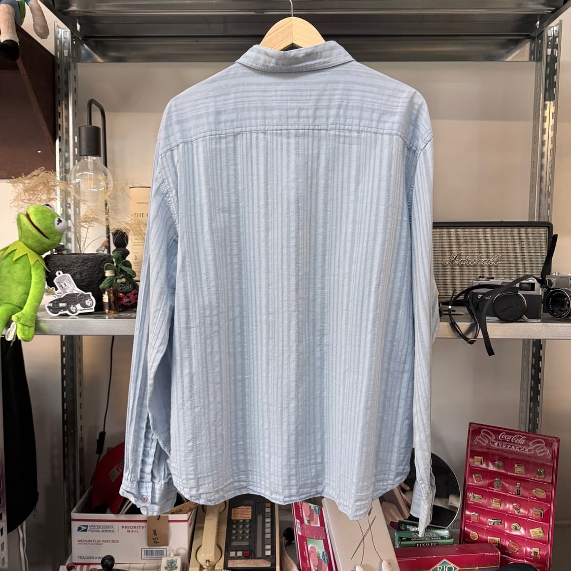 아르마니 익스체인지 스카이 블루 스트라이프 셔츠 XL 상품이미지7