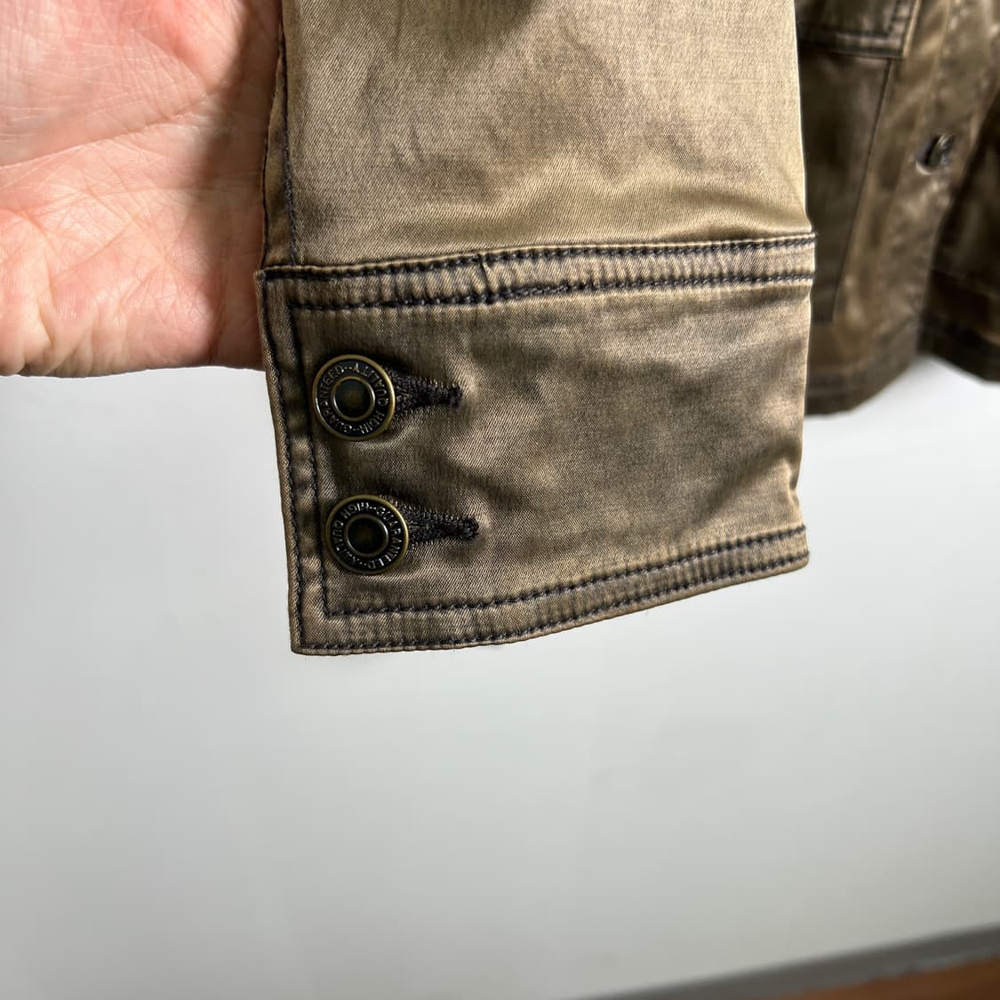 VTG 빈티지 카키 사틴 벨티드 사파리 자켓 M 상품이미지6