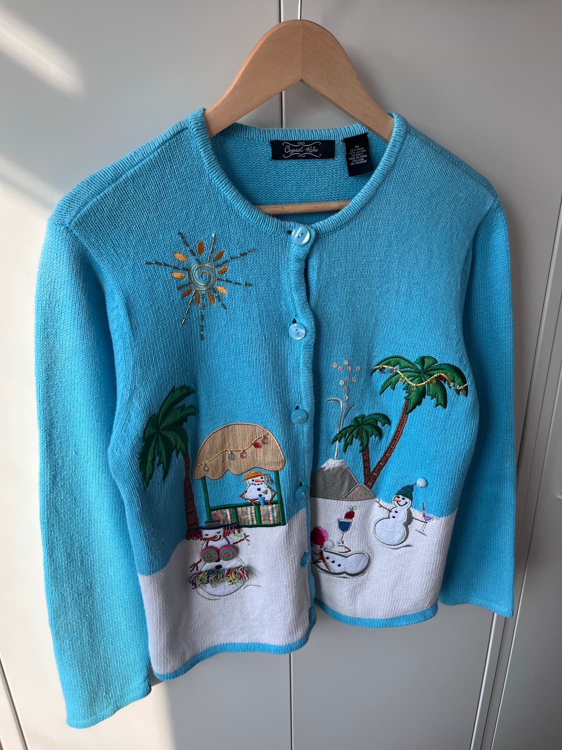 Crystal kobe 눈사람 여름휴가 풍경 니트 가디건  상품이미지6