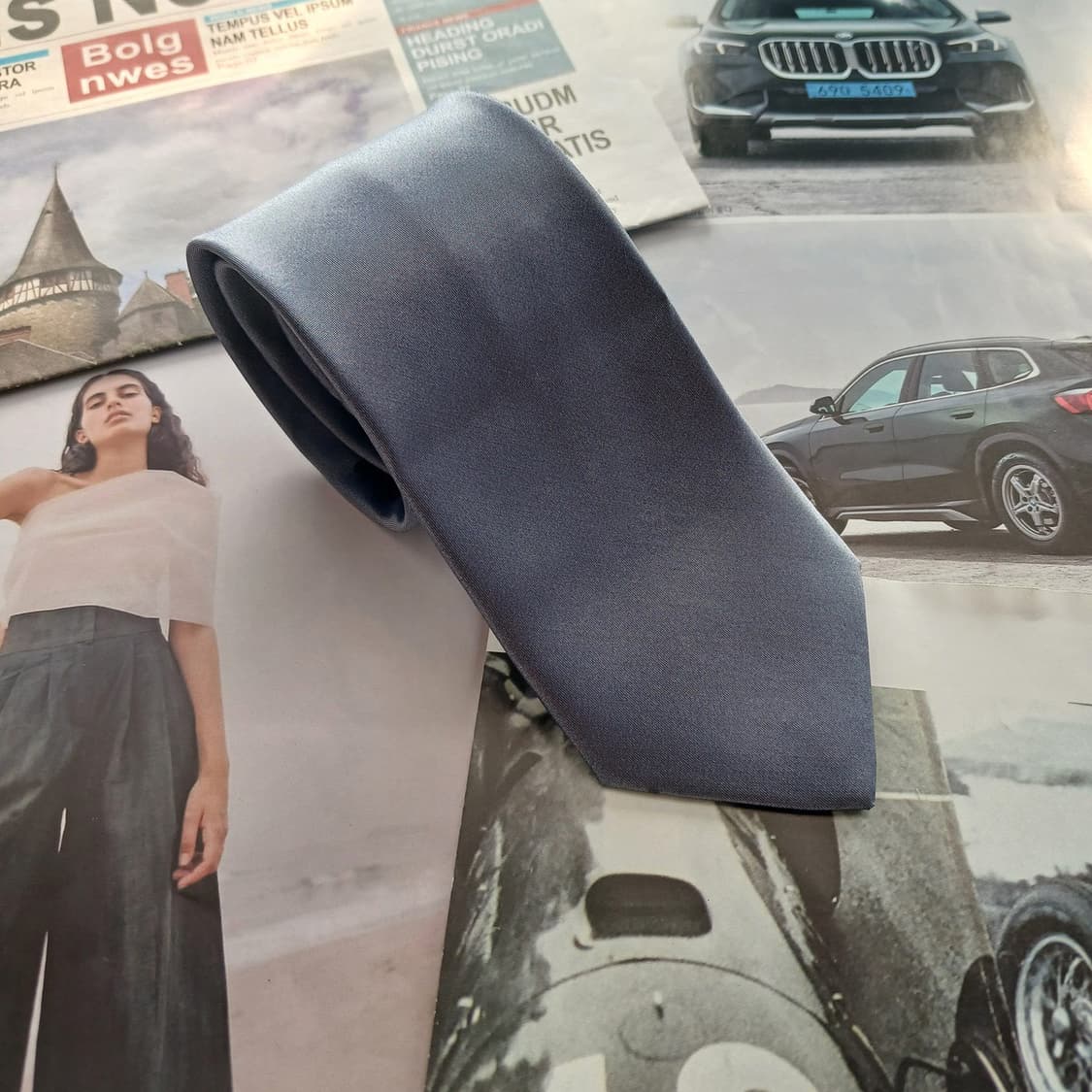 메트로시티 실크 그레이 솔리드 슬림 넥타이 7.2cm A등급 A18524 상품이미지2