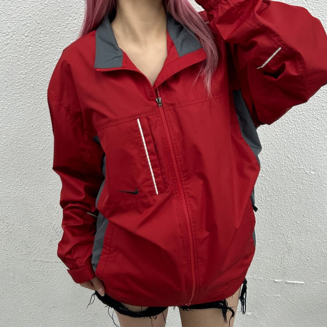 나이키 그레이배색 딥레드 바람막이 105 상품이미지1