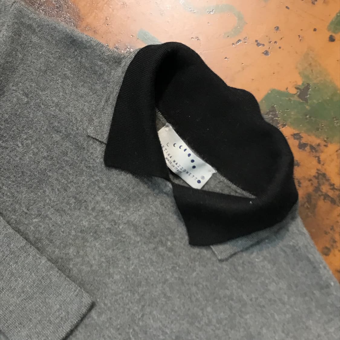 Italy 크리스티나 마조넷 더블 카라 그레이 메리노 울 니트 여성 44 상품이미지2