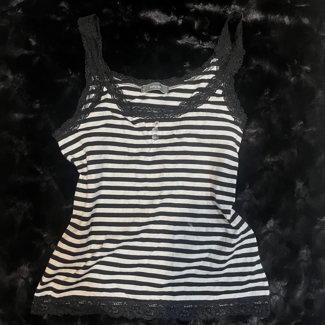 Joky gal 펑크 스트라이프 레이스 나시 y2k 갸루 상품이미지1