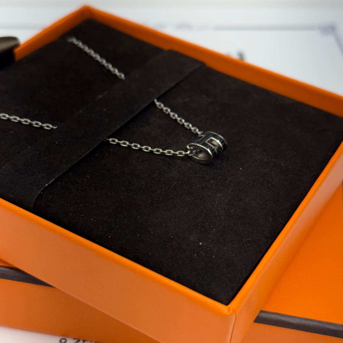 에르메스 팝아슈 미니 목걸이 실버 블랙 상품이미지4