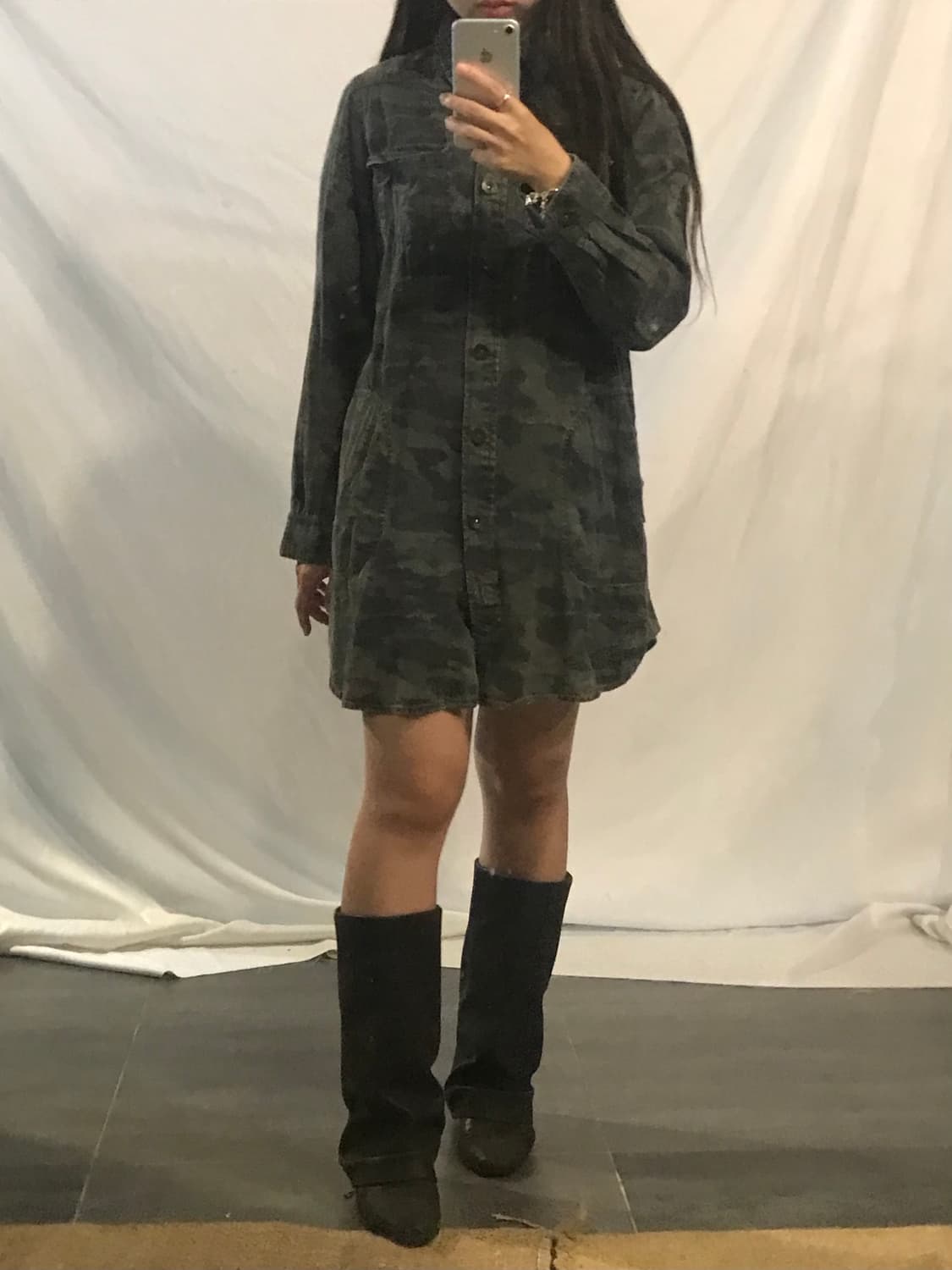camo denim shirt dress 상품이미지1