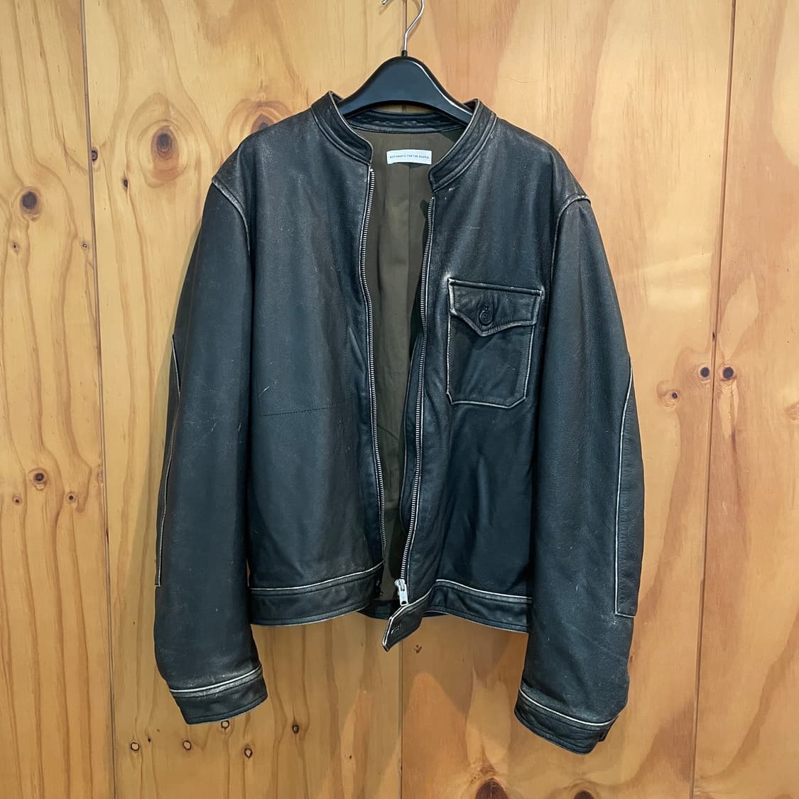Washed Mechanic Leather Jacket 상품이미지1