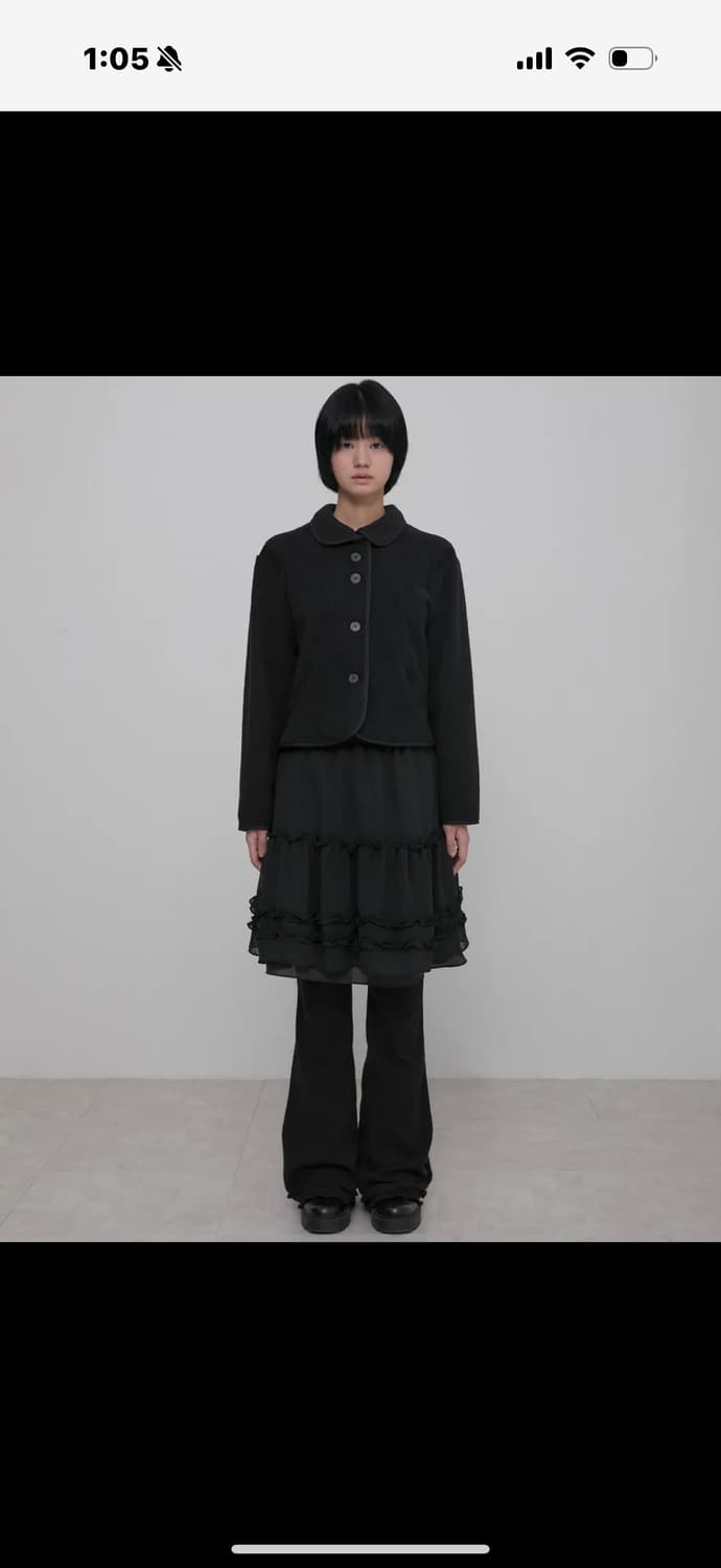 플레어업 레이어드 러플 스커트 팬츠 블랙  상품이미지1