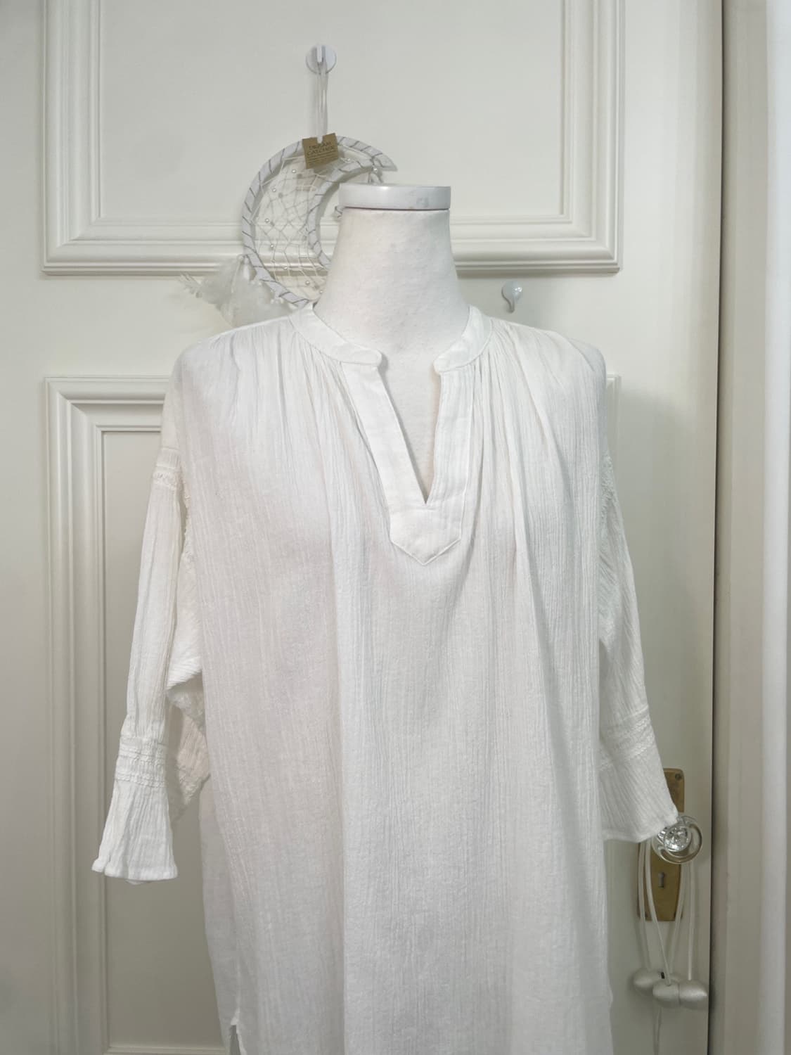 white shirring cotton opc blouse(size-M) 상품이미지5
