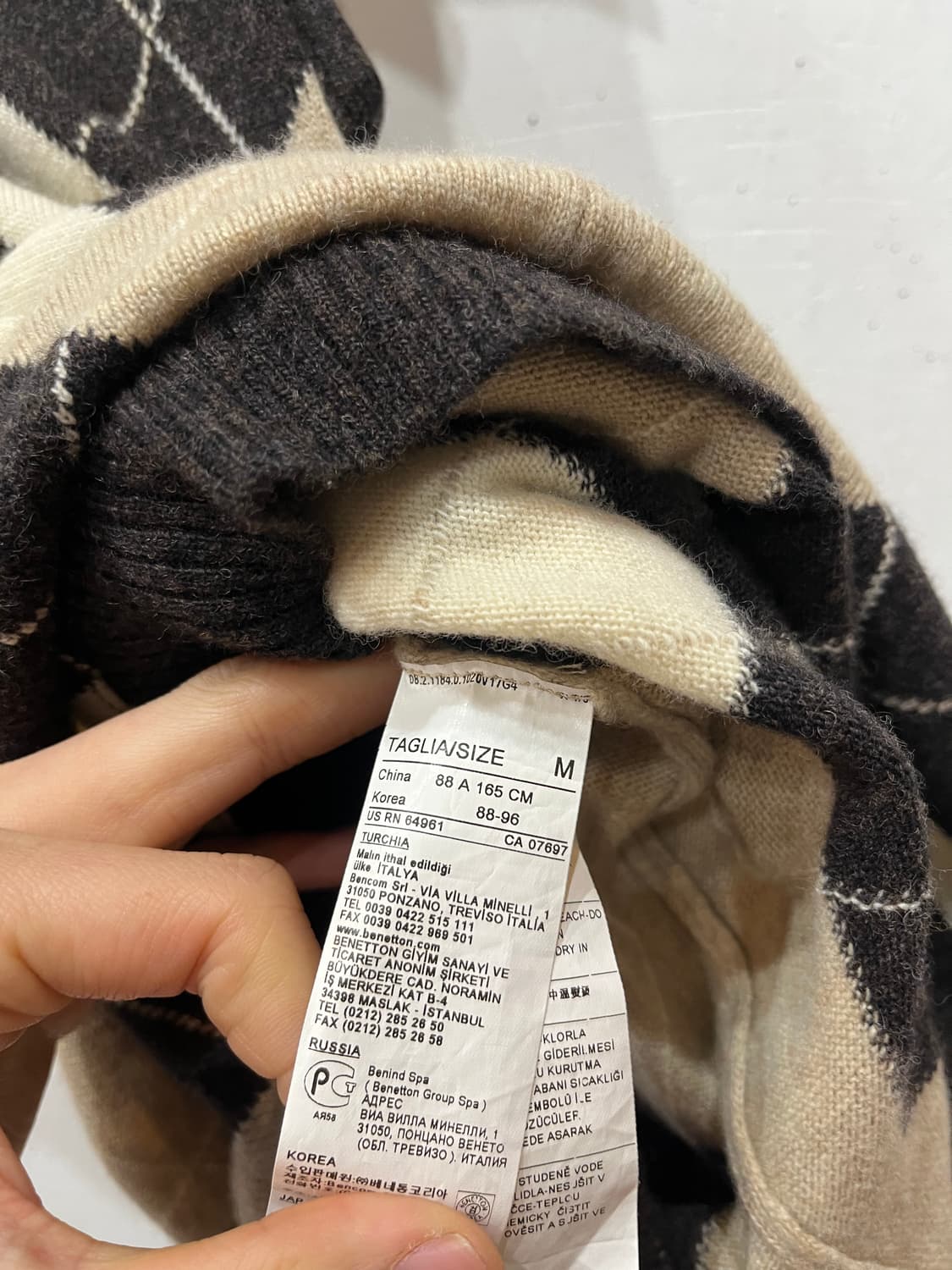 베네통 아가일 울 민소매 니트 원피스 상품이미지5