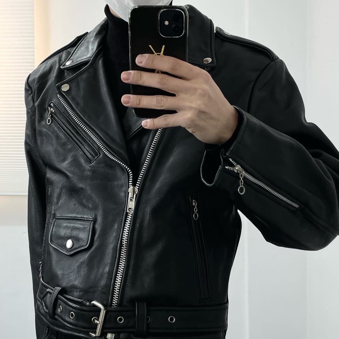 L REBEL 소가죽 크롭 헤비 라이더 자켓 상품이미지3