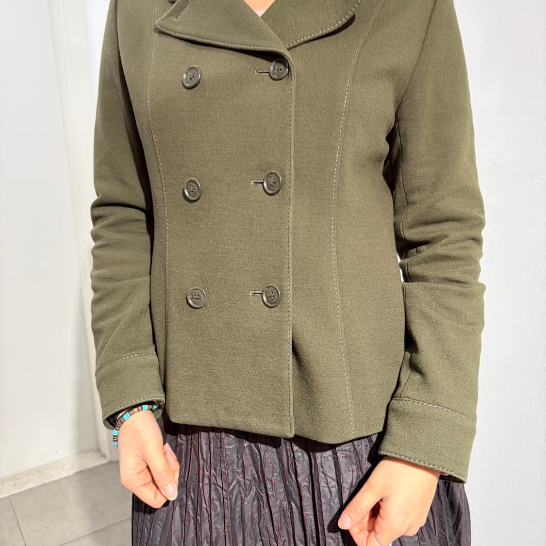 Plein de vie 카키 스티치 더블 자켓 상품이미지2