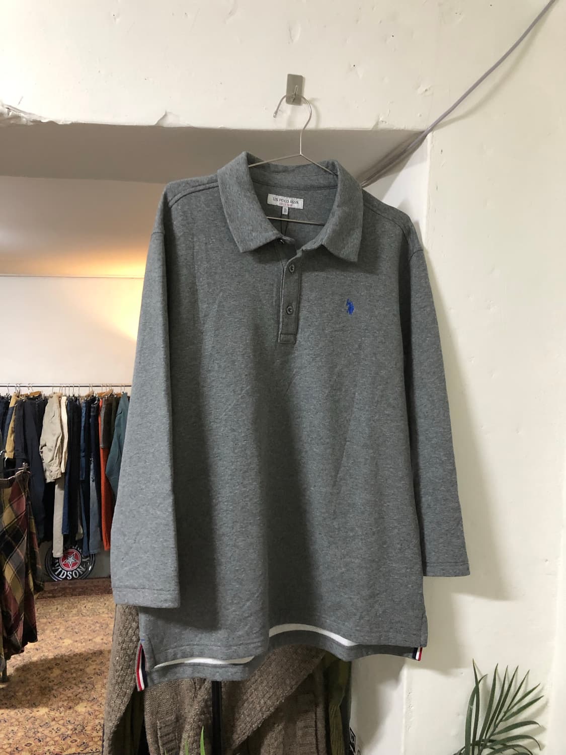 Us polo 블루 로고 그레이 맨투맨 상품이미지1